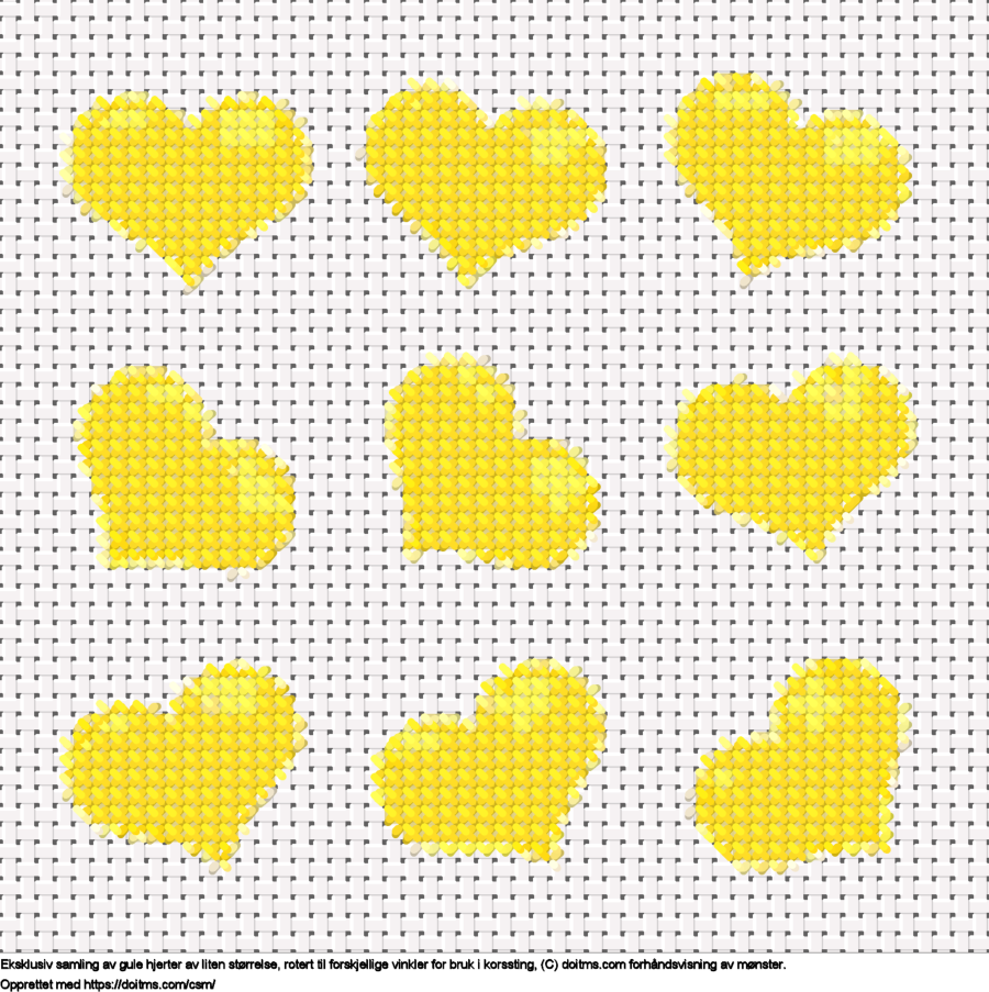 Samling av små gule hjerter Gratis Samling av små gule hjerter korsstingdesign
