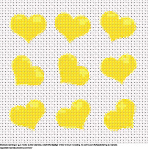 Gratis Samling av små gule hjerter korsstingdesign