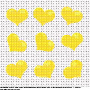 Desenhos Coleção de pequenos corações amarelos de ponto-cruz gratuitos